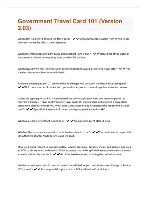 Travel Card 101 Answers » Government Travel Card .